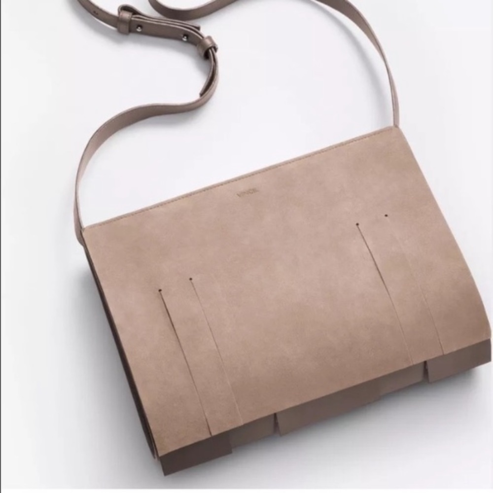 New Vince Fringe Mini Suede Shoulder Bag Stone